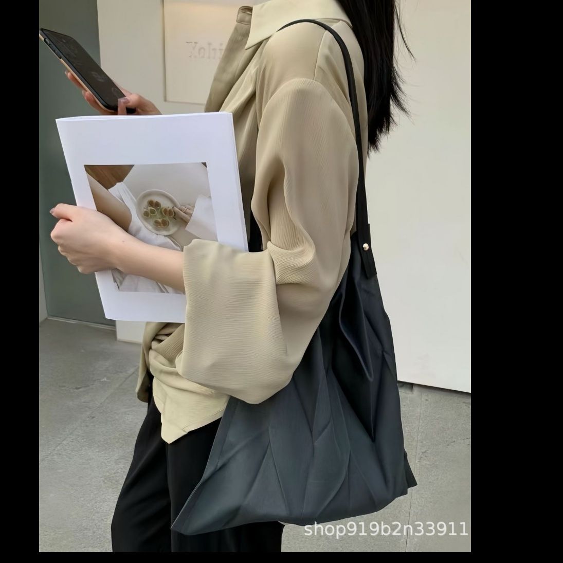 巾着 折り紙風立体プリーツ巾着ショルダー鞄
