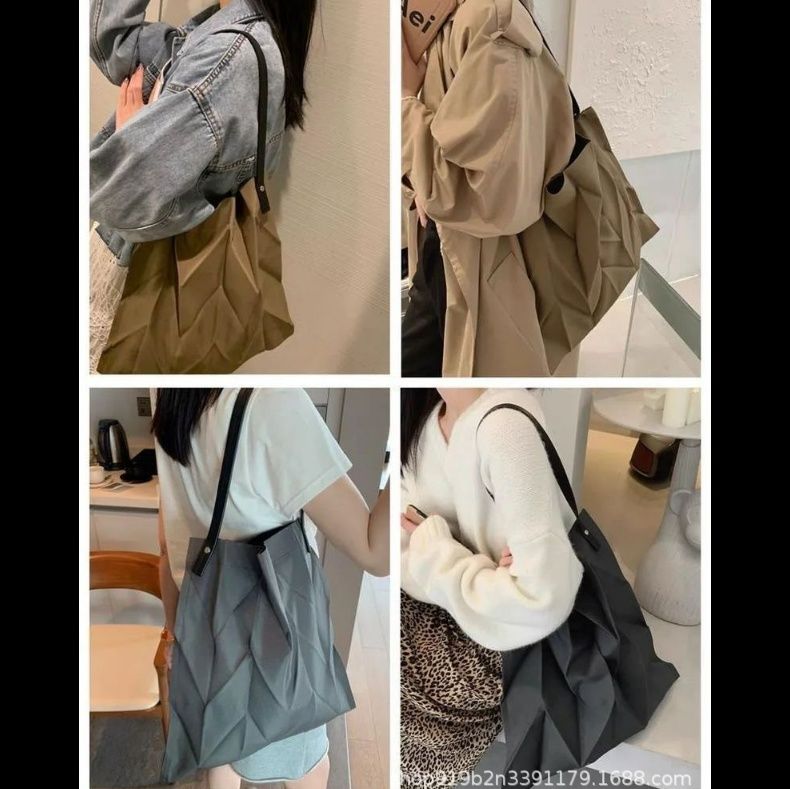 巾着 折り紙風立体プリーツ巾着ショルダー鞄