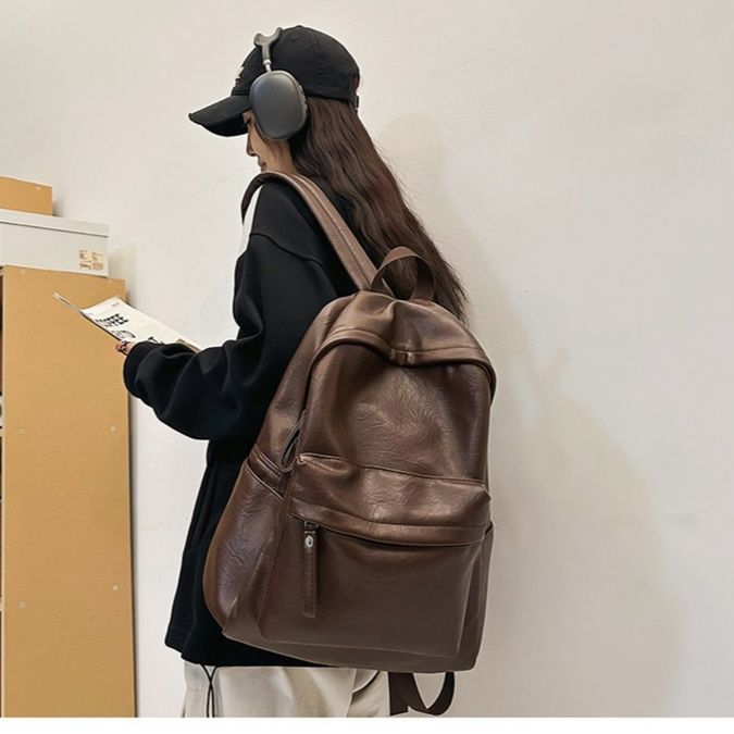巾着 合成皮革大容量通学通勤巾着型背負い鞄