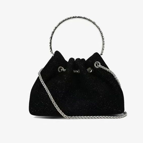 巾着 上品な光沢素材の巾着ショルダーバッグ