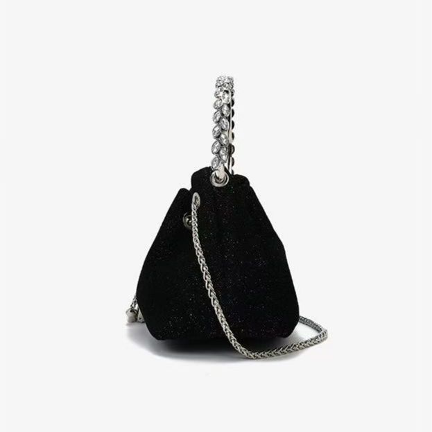 巾着 上品な光沢素材の巾着ショルダーバッグ