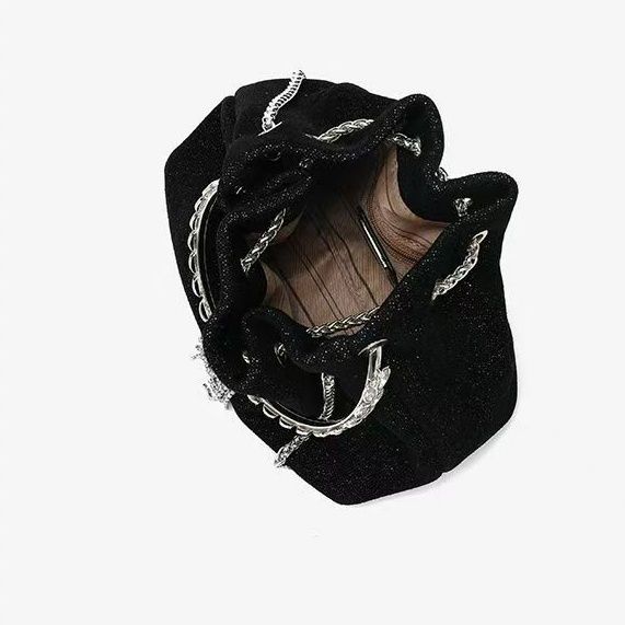 巾着 上品な光沢素材の巾着ショルダーバッグ