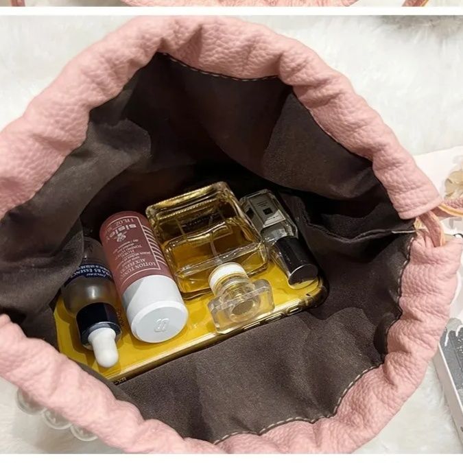 巾着 パール持ち手付き巾着ショルダーバッグ