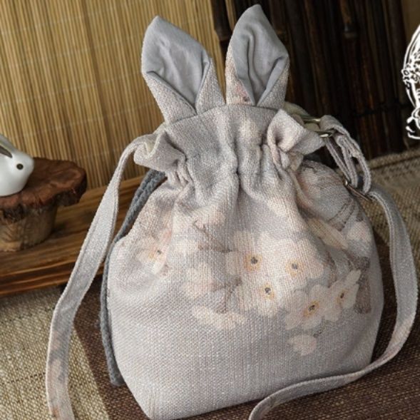 巾着 うさぎ耳デザイン和風巾着ポーチ