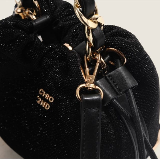 巾着 編み込みチェーン巾着ショルダーバッグ