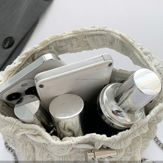 巾着 フリル刺繍レース巾着ショルダーバッグ