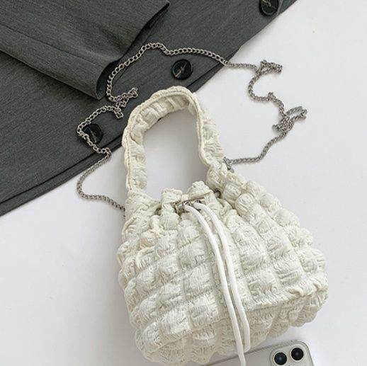 巾着 フリル刺繍レース巾着ショルダーバッグ