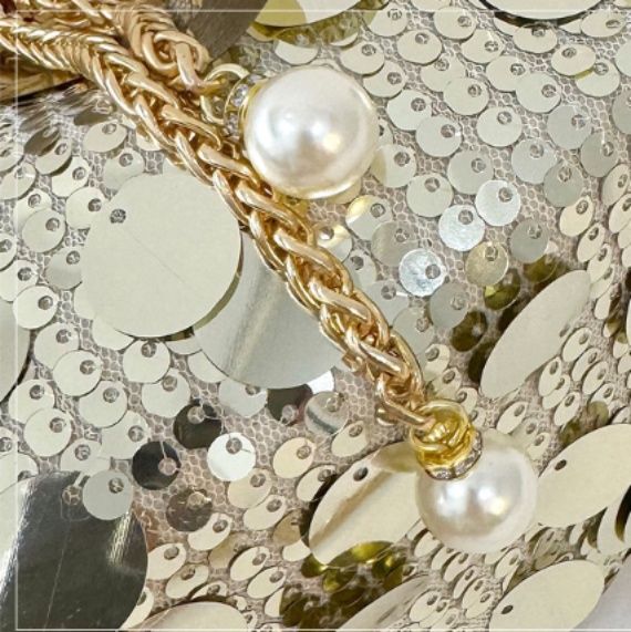 巾着 スパンコール装飾巾着型チェーンショルダーバッグ