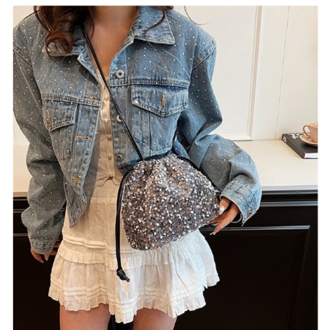 巾着 スパンコール輝く華やか巾着ポーチ