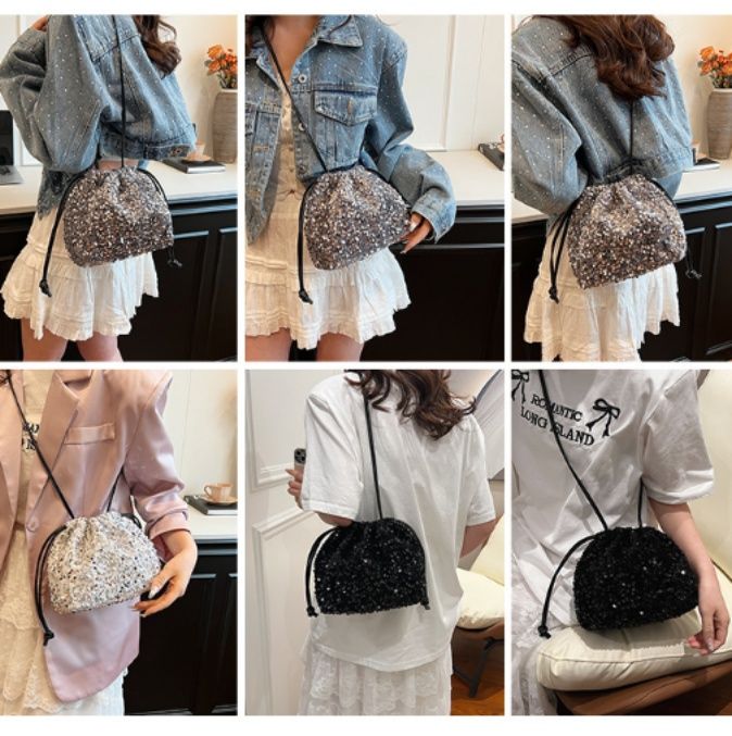 巾着 スパンコール輝く華やか巾着ポーチ