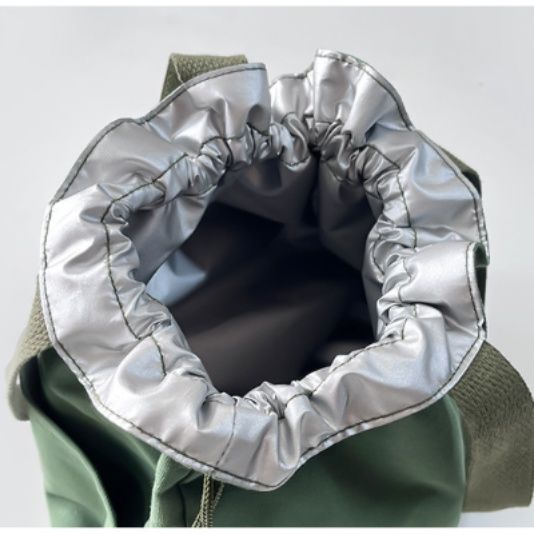 巾着 外ポケット付き持ち手巾着ポーチ