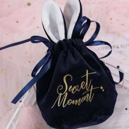 巾着 うさぎ耳リボン付き巾着ポーチ