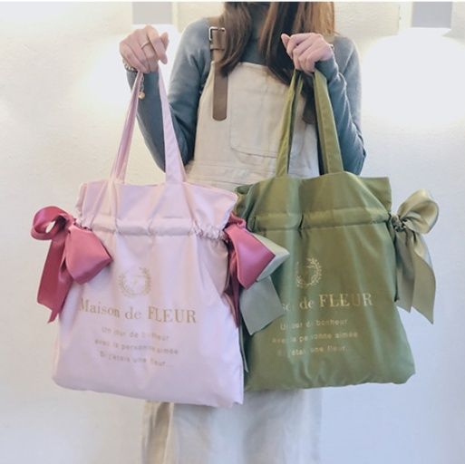 巾着 リボン結び巾着トートバッグ