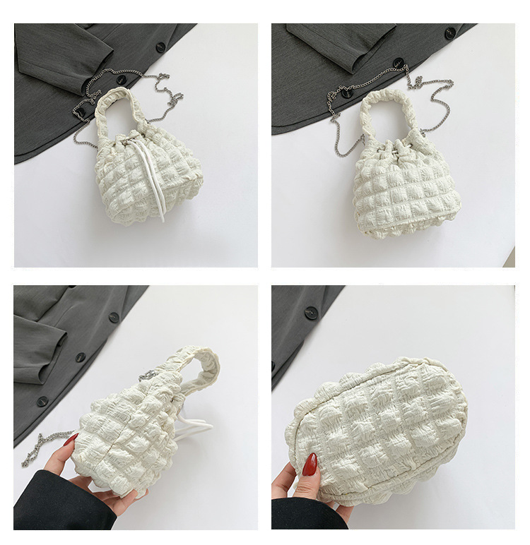 巾着 フリル刺繍レース巾着ショルダーバッグ