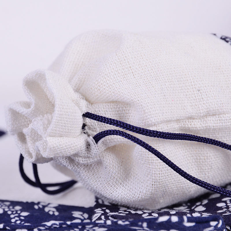 巾着 和風花柄切り替え巾着ポーチ