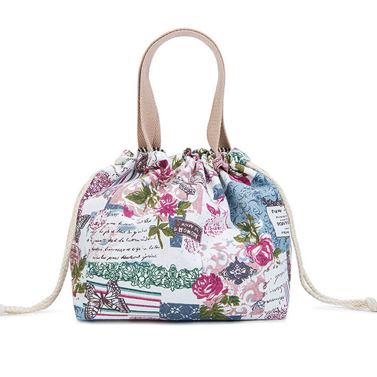 巾着 小鳥と鳥かご柄の巾着ポーチ