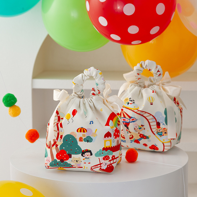 巾着 可愛い動物柄ギャザー巾着ポーチ