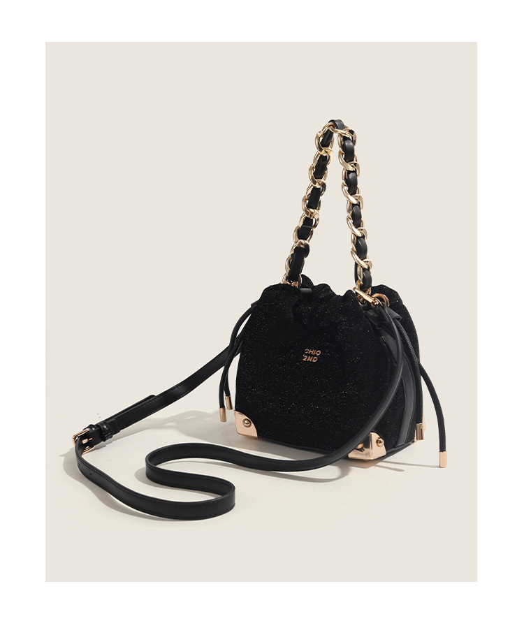 巾着 編み込みチェーン巾着ショルダーバッグ