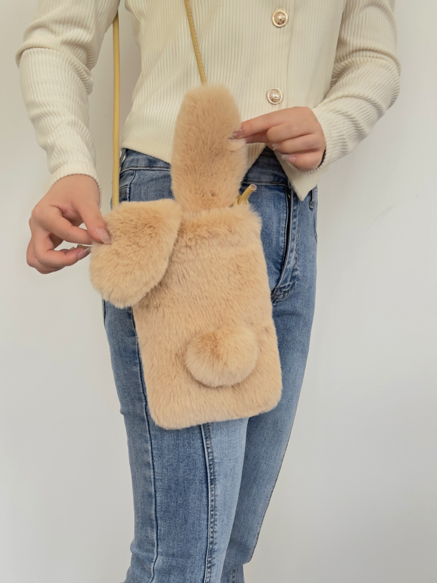 巾着 ふわふわファー巾着ショルダーバッグ