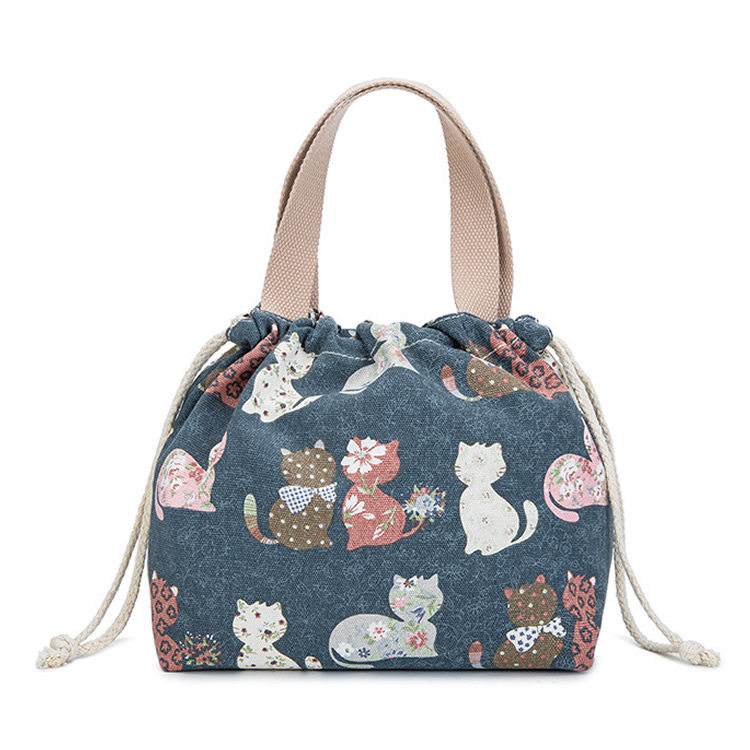 巾着 小鳥と鳥かご柄の巾着ポーチ