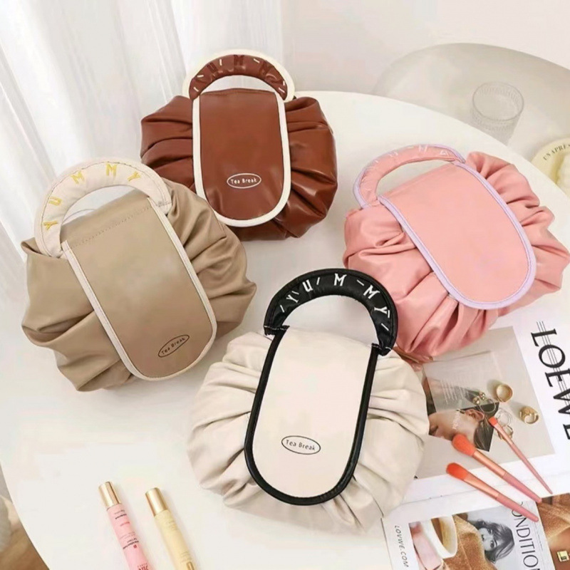 巾着 フリル付き持ち手巾着ポーチ