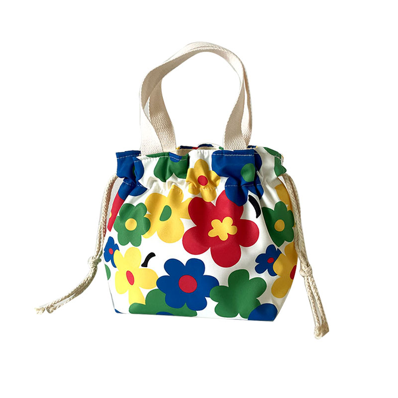 巾着 大きな花柄プリント巾着トートバッグ