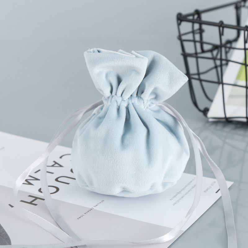 巾着 サテンリボン付きコンパクト巾着ポーチ