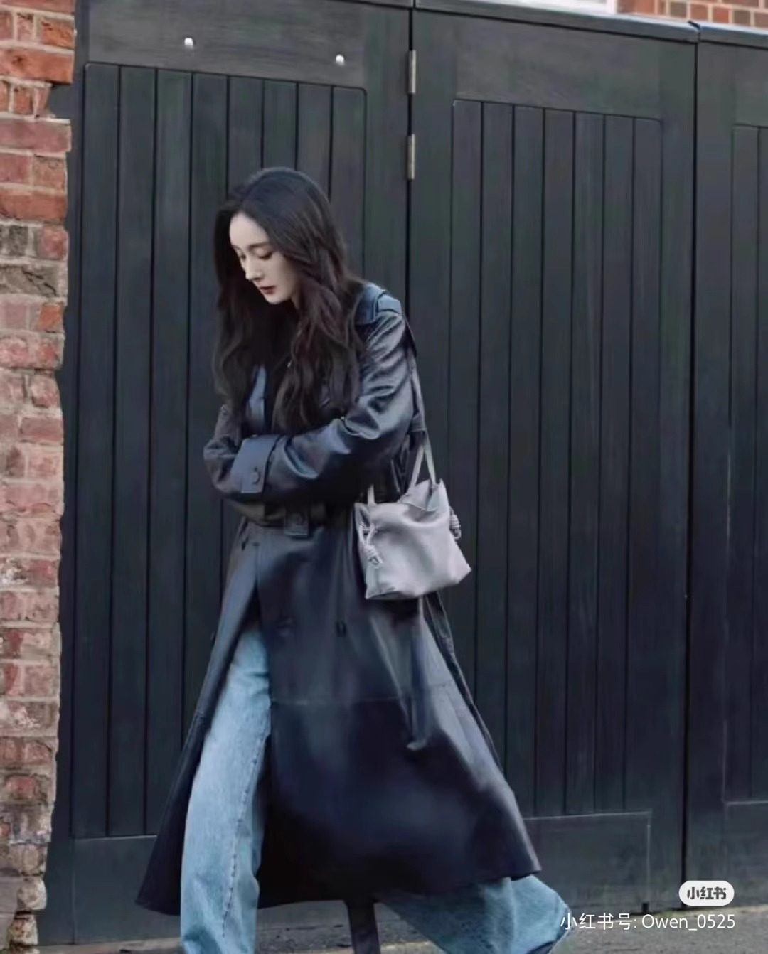 巾着 上質レザー巾着型ショルダーバッグ