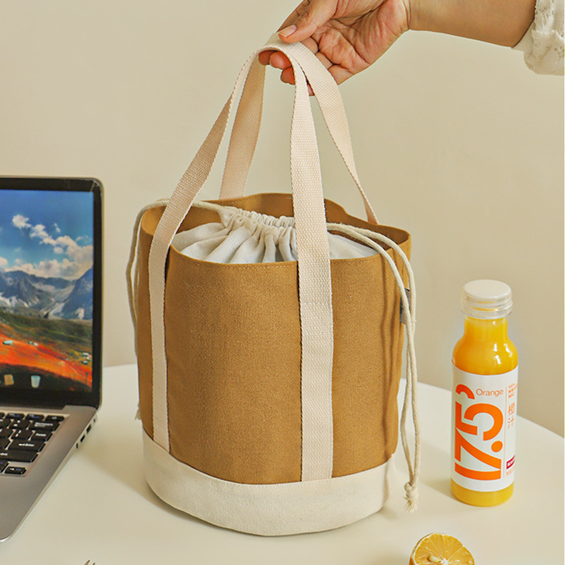 巾着 円筒型巾着トートバッグ