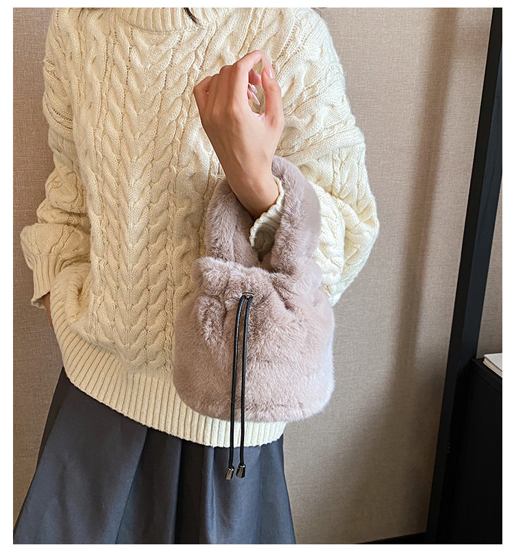 巾着 ふわふわファー巾着トートバッグ