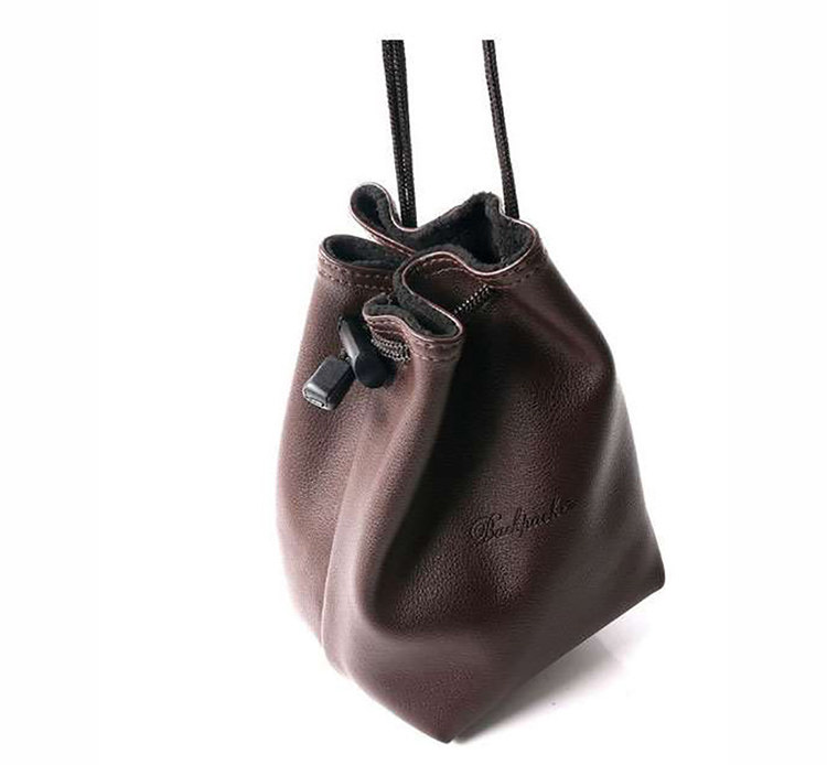 巾着 本革シンプル巾着ポーチ