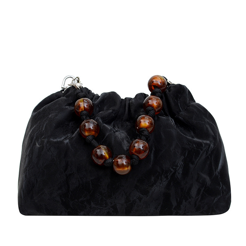 巾着 パール調持ち手付き巾着型チェーンショルダーポーチ