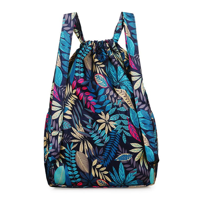 巾着 トロピカルリーフ柄巾着リュック