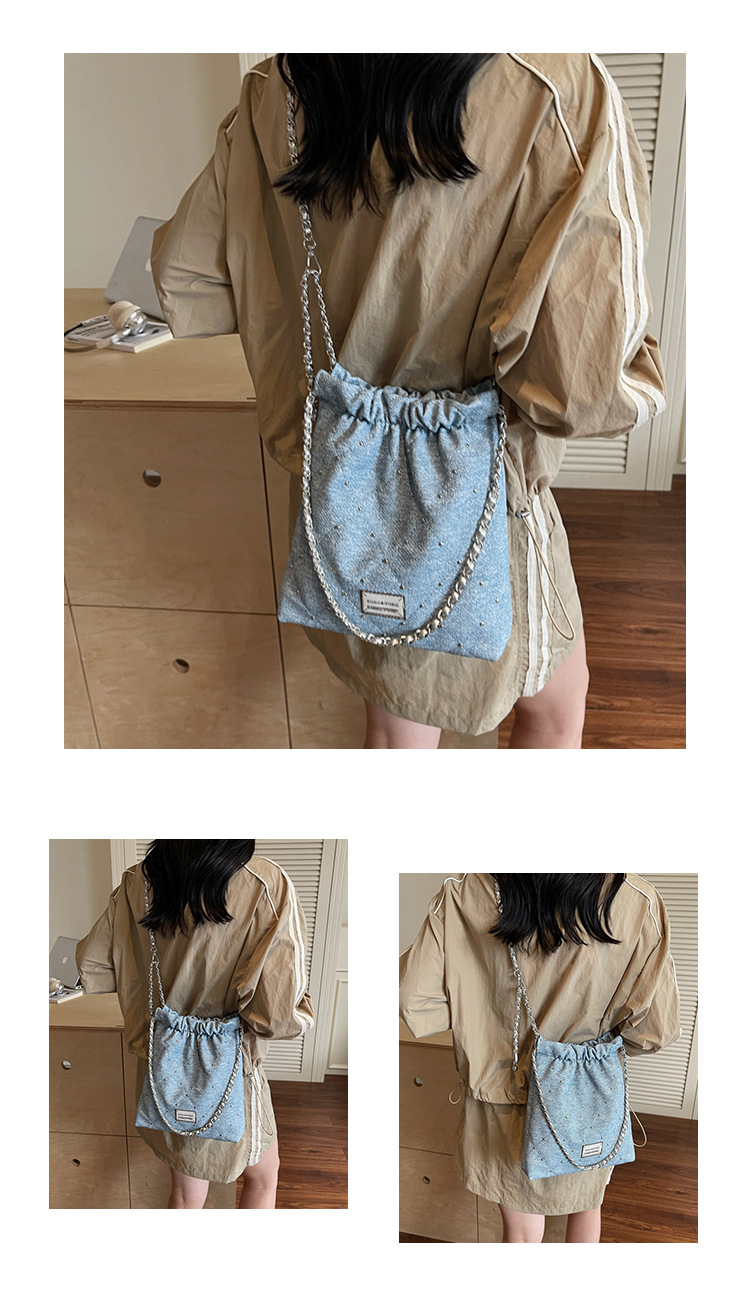 巾着 キルティングスタッズ付き巾着ショルダーバッグ