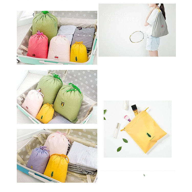 巾着 可愛い動物刺繍入り軽量巾着リュックサック