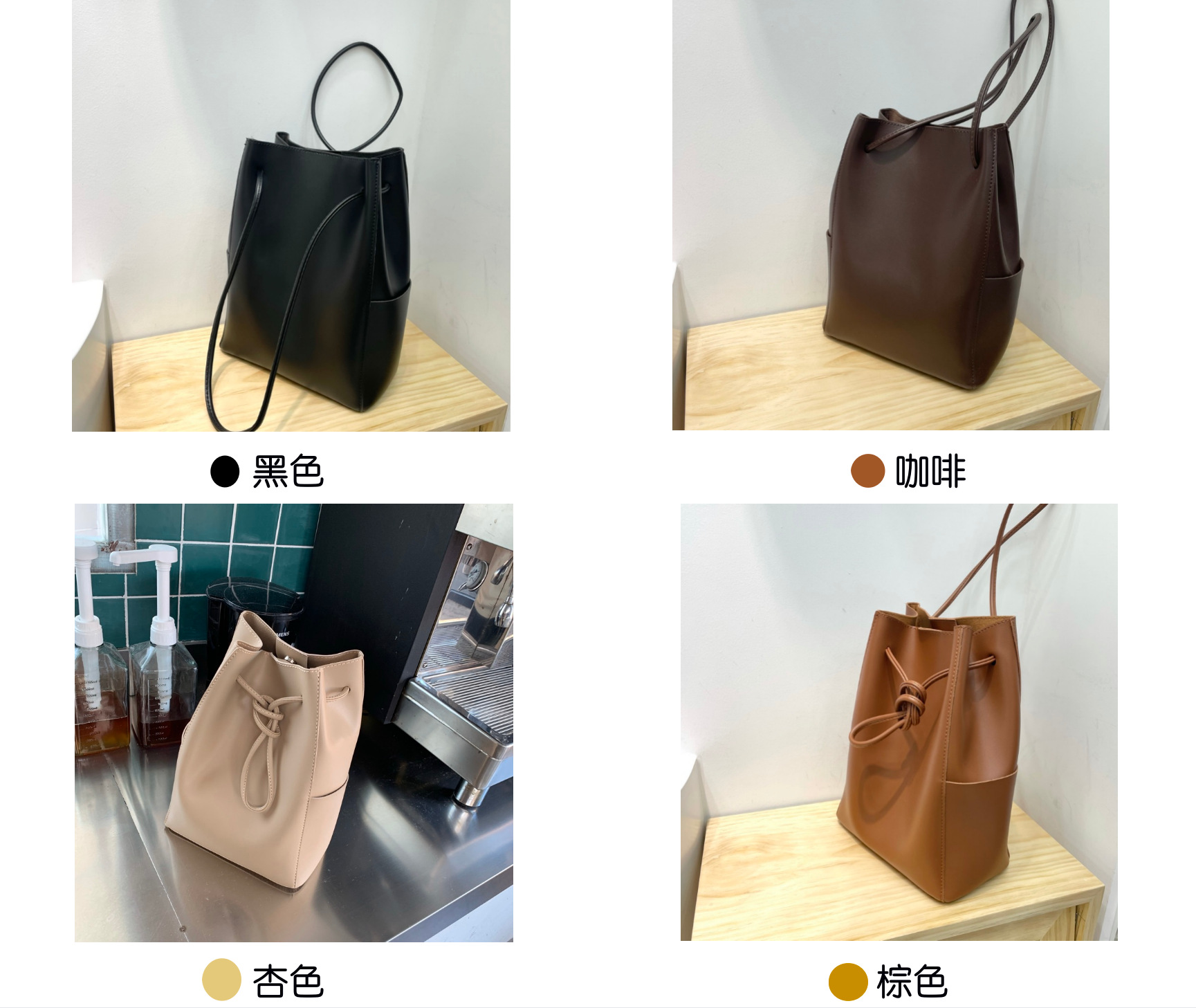 巾着 本革シンプル巾着型ショルダーバッグ