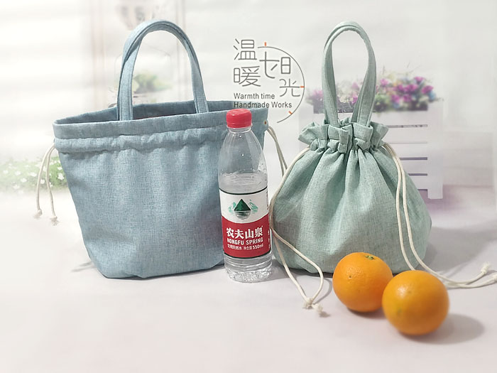 巾着 ナチュラルリネン調巾着ポーチ持ち手付き