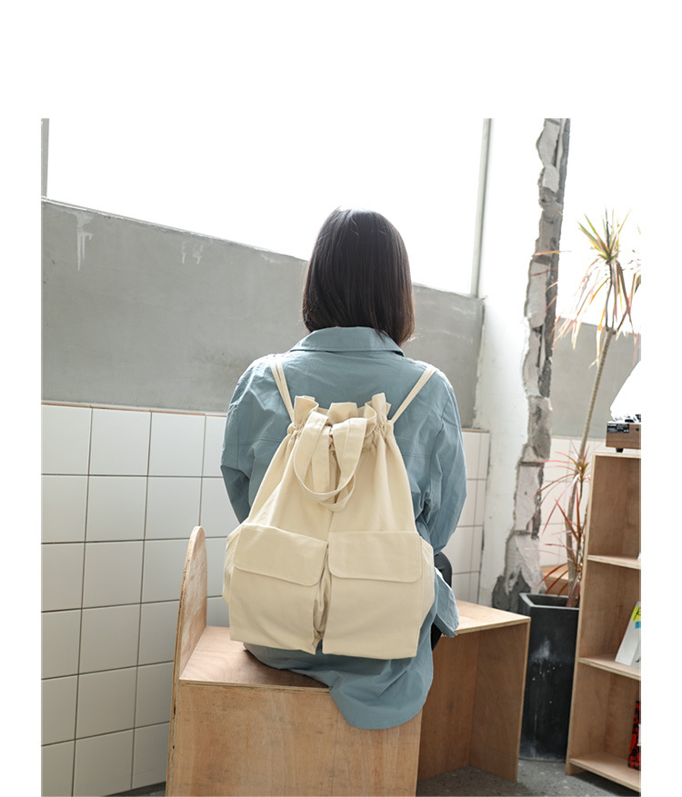 巾着 大容量多機能ポケット付き巾着型リュックサック