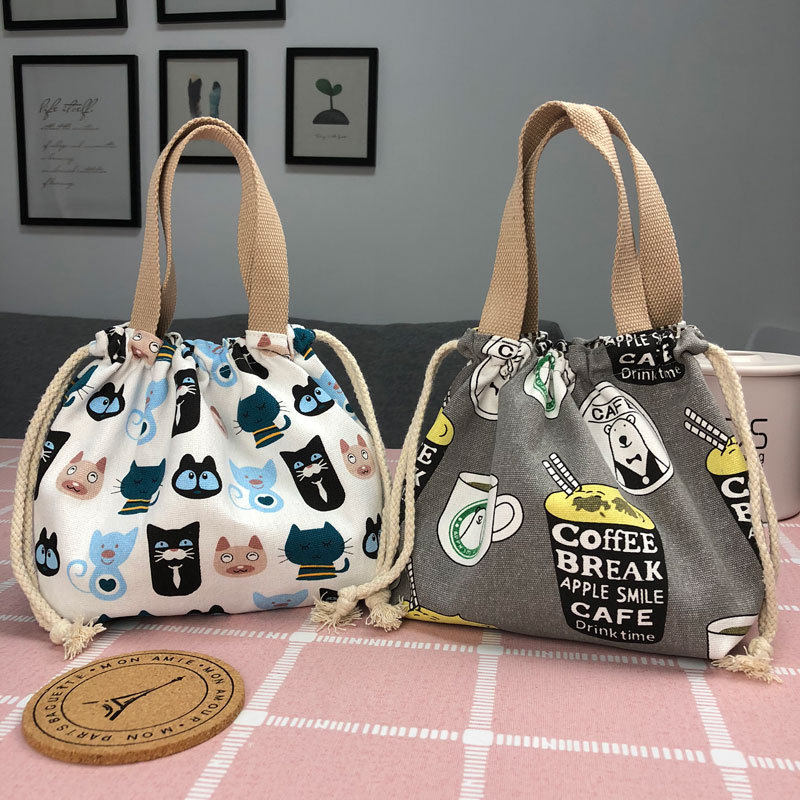 巾着 動物パッチワーク刺繍入り巾着ポーチ