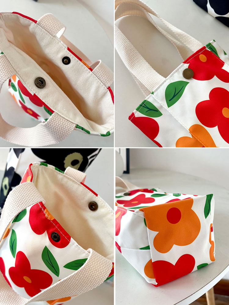 巾着 大きな花柄プリント巾着トートバッグ