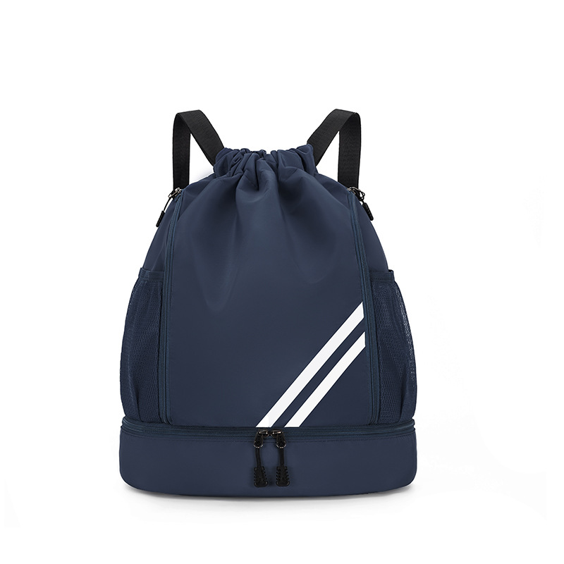 巾着 三本線デザイン巾着リュック底部収納付き