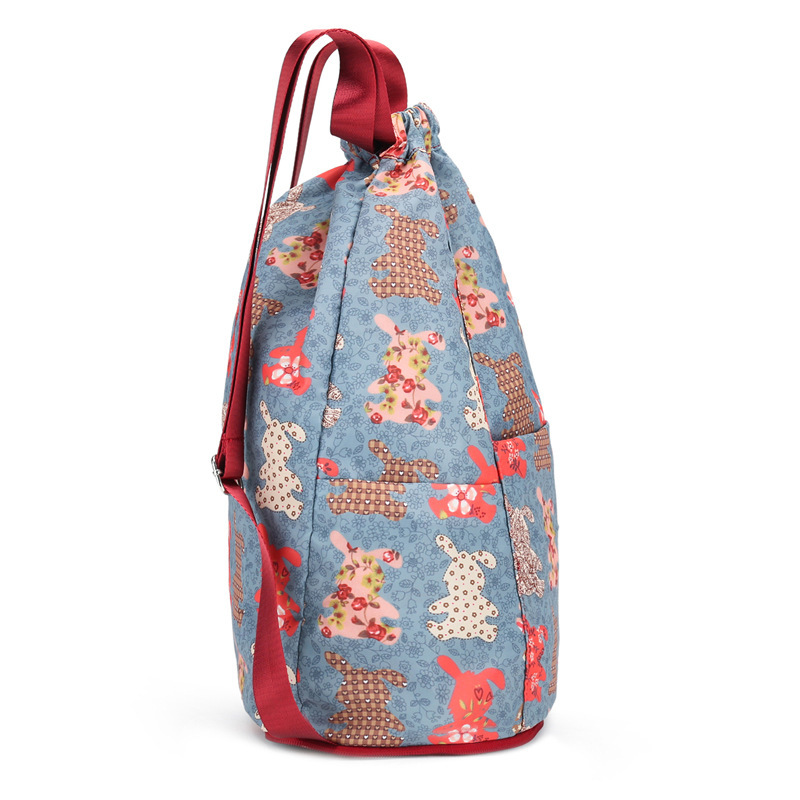 巾着 うさぎ柄刺繍のかわいい巾着リュック
