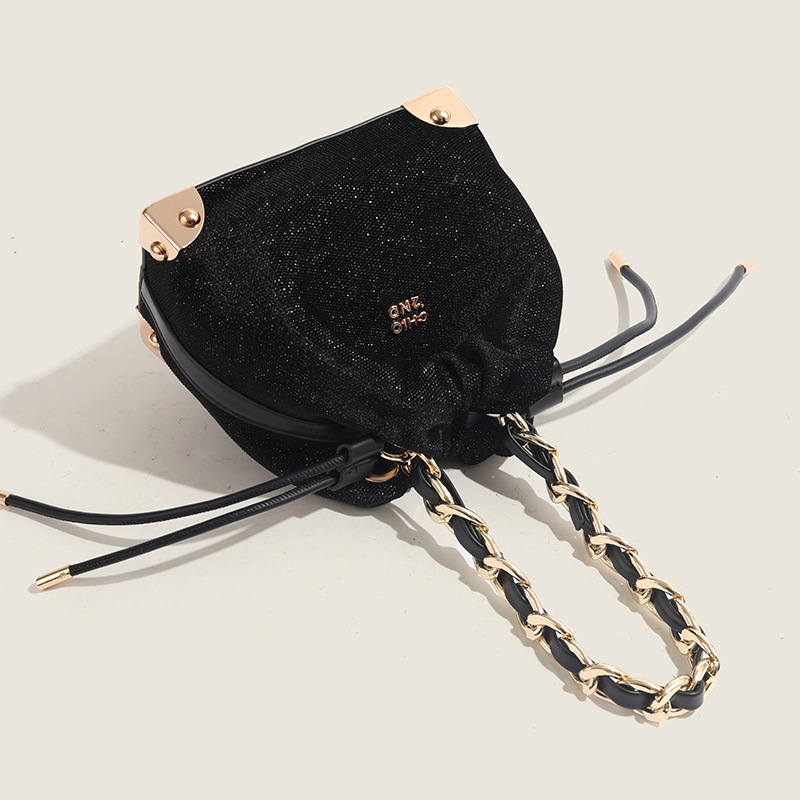 巾着 編み込みチェーン巾着ショルダーバッグ