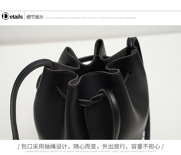 巾着 房飾り付き本革巾着ショルダー鞄