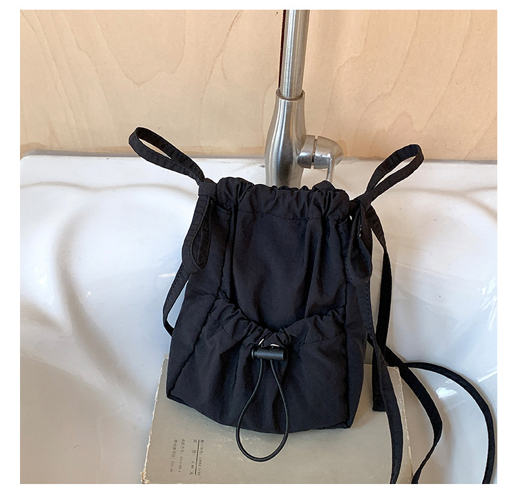 巾着デザイン紐調節ショルダーバッグ