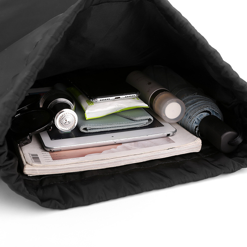 巾着 軽量撥水サイドポケット付き巾着リュック