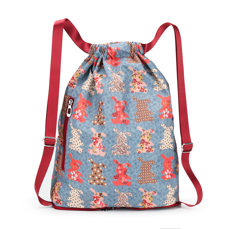 巾着 うさぎ柄刺繍のかわいい巾着リュック