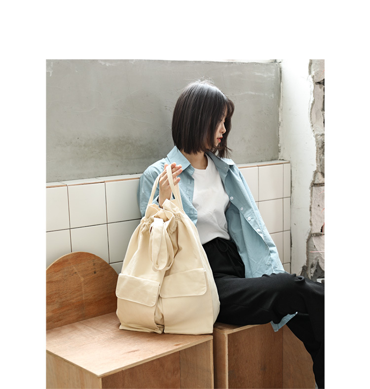 巾着 大容量多機能ポケット付き巾着型リュックサック