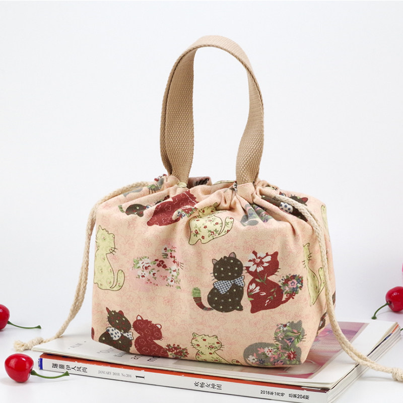 巾着 小鳥と鳥かご柄の巾着ポーチ