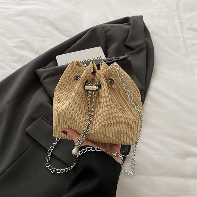 巾着 編み込みデザイン巾着ショルダーバッグ